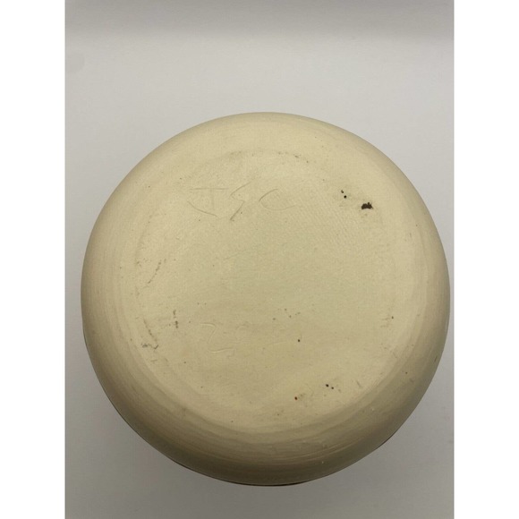 Studio Art Pottery Vase Hand Painted in Green with Textured Brown Stripes - Picture 8 of 11